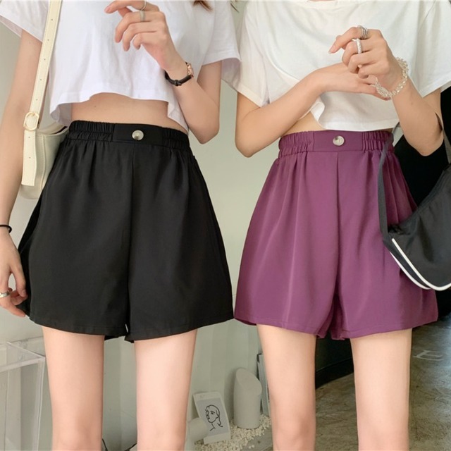 パンツ サマー薄手ルーズショーツ ハイウェストウェストブラック 夏物 ブルマー YY-ファッション80550997240