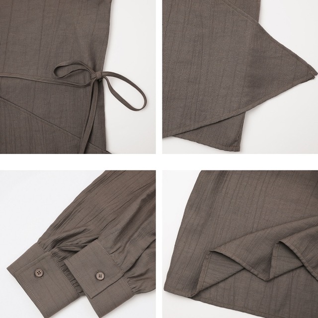 Asymmetry waist tie blouse A00257