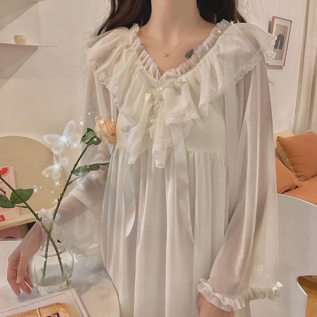 スウィートガーリー♡レースシルクロングネグリジェ F0609 | retro_n 