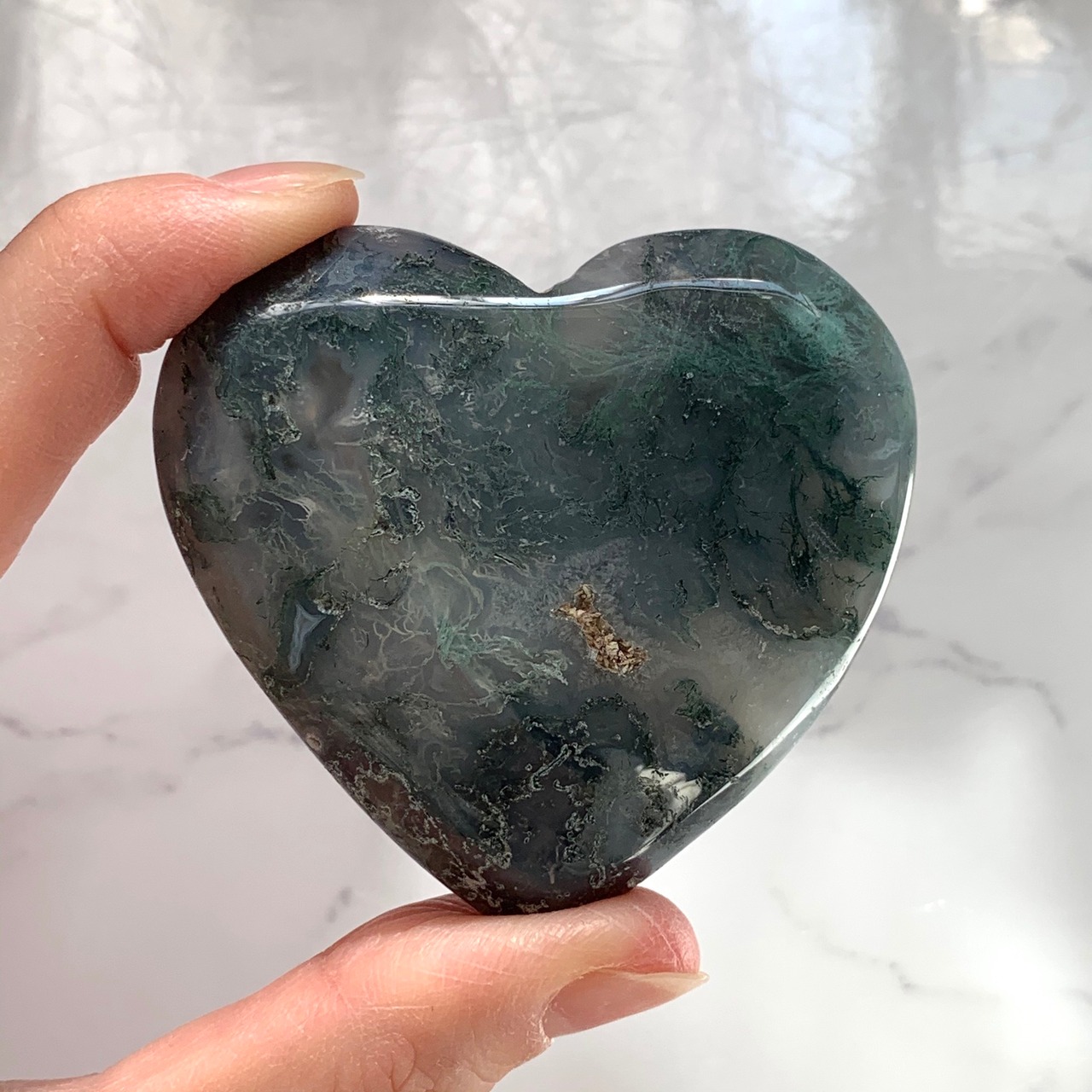 モスアゲート*ハート*置物*天然石インテリア*H1