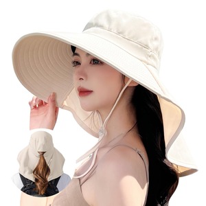 【在庫処分】[YUMISS] UVカット 帽子 レディース 【12cm超つば広・360度UVカット・首筋しっかり守る】 接触冷感 完全遮光 日焼け防止 紫外線対策 通気性 撥水加工 吸汗 小顔 日除け帽子 uvカット帽子 あご紐 自転車 登山 海辺 農作業 日除けハット