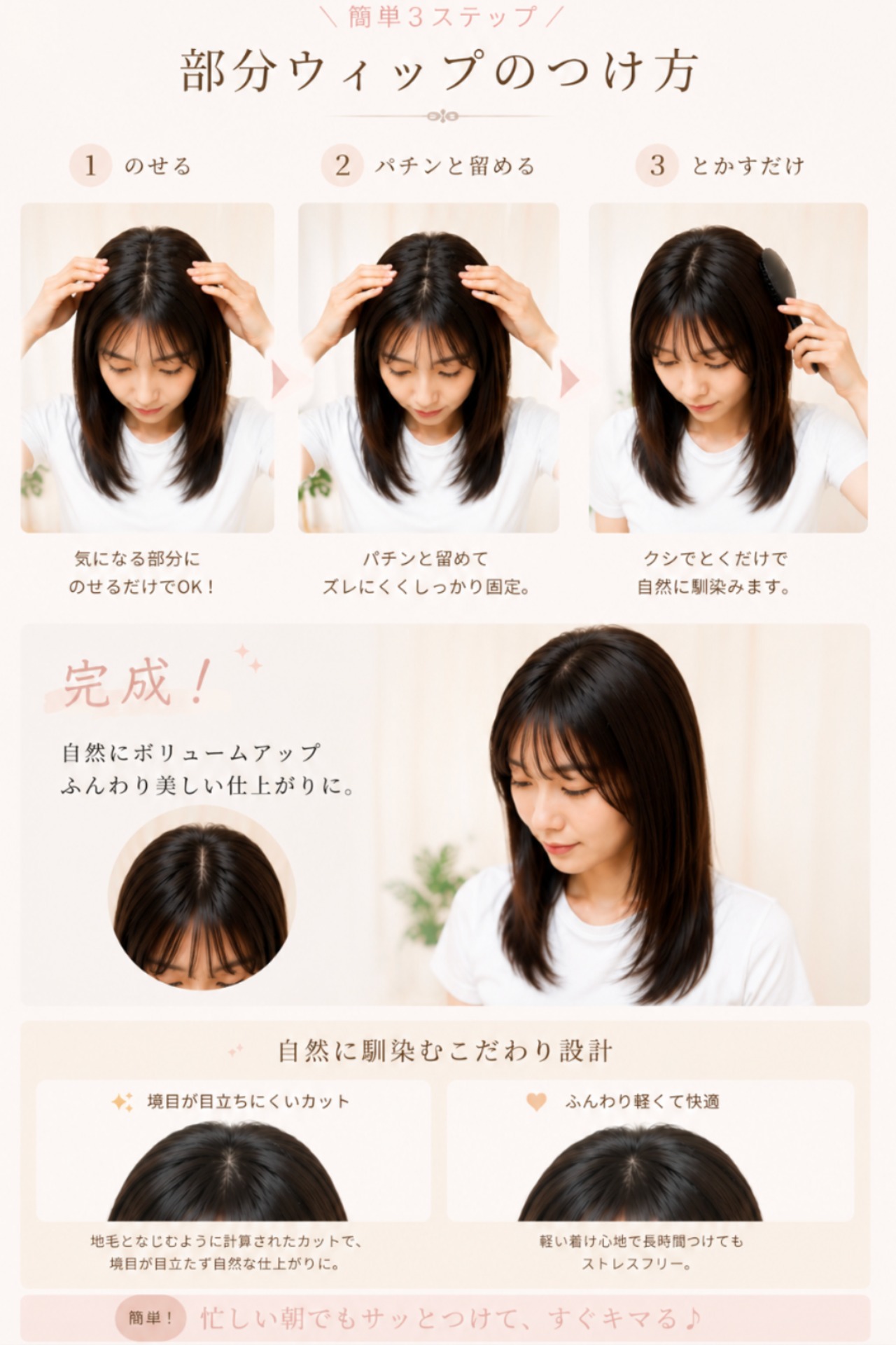 先行発売【リリー】05 前髪シースルー・部分ウィッグ・人毛