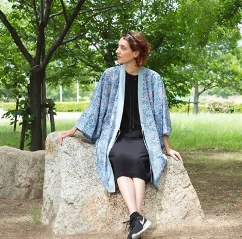 #100 Kimono jacket made from japanese silk kimono