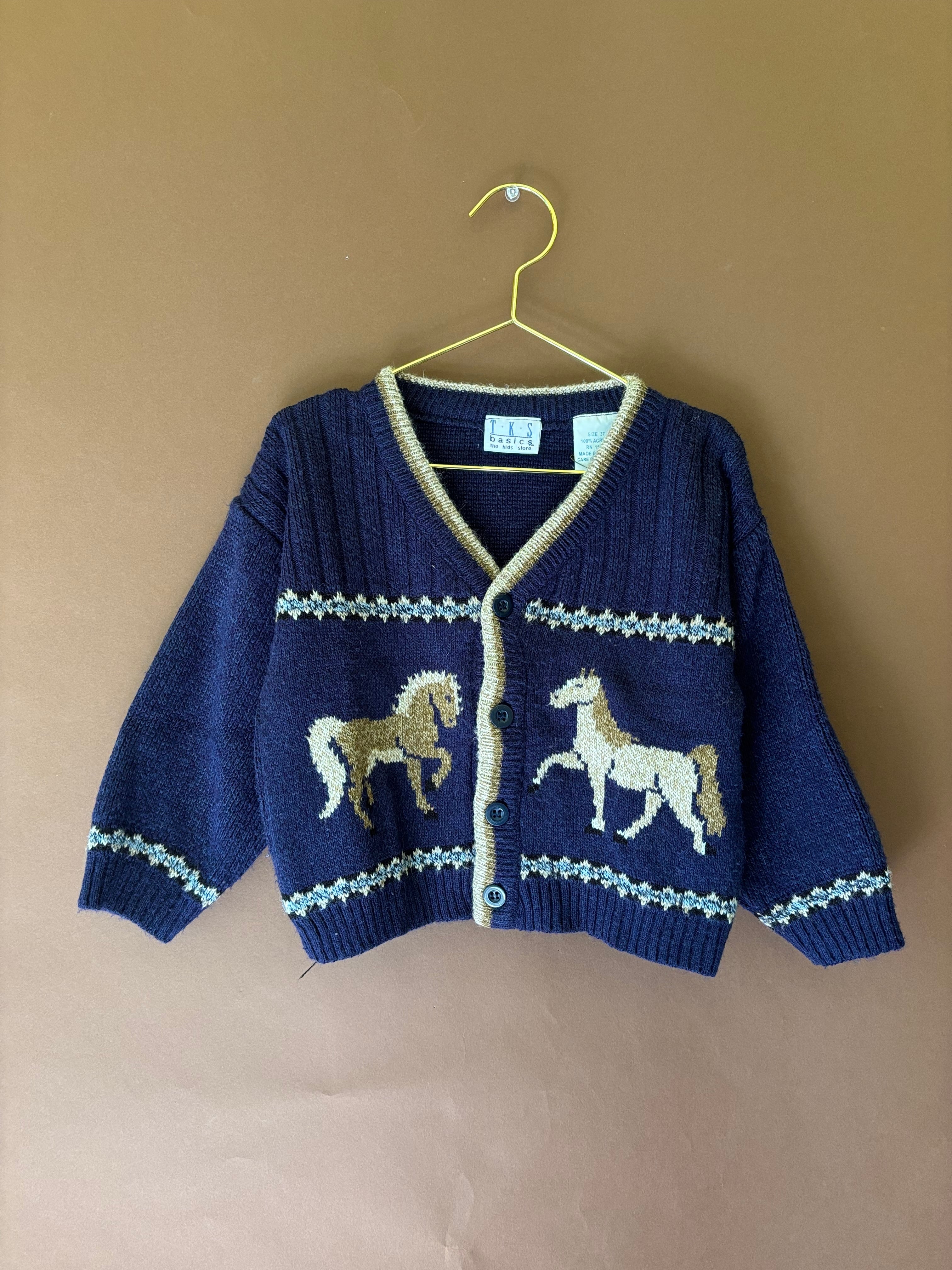 【KIDS vintage】horse cardigan . about 3y