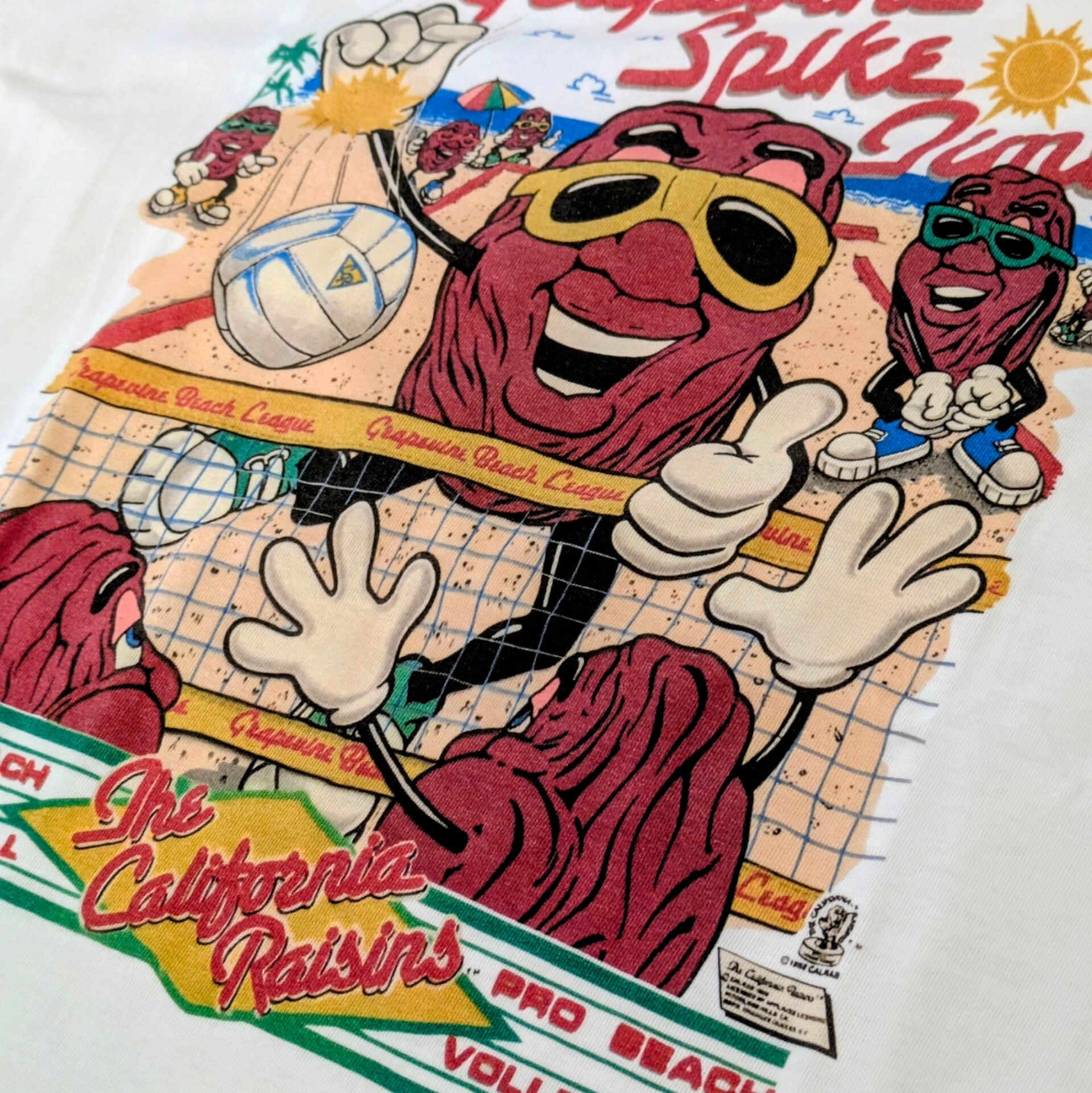 【 California Raisins( カリフォルニアレーズン )】『 Grapevine Spike Time 』/ Tシャツ / PRO BEACH VOLLEYBALL〚アメリカン雑貨 アメトイ〛