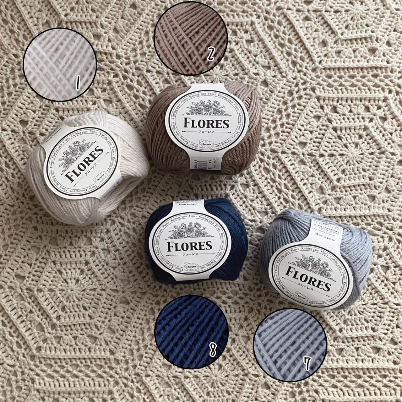 手編みキット】棒針編みの透かしボーダー模様の三日月ショール