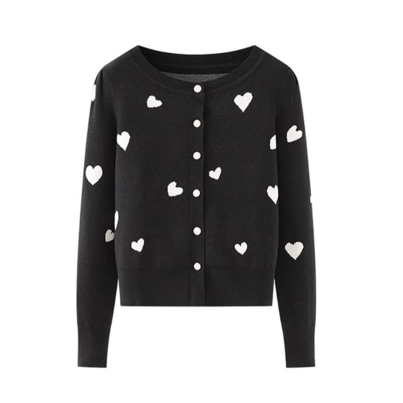 Round neck heart cardigan