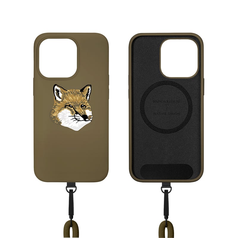 Maison Kitsune x Native Union MONOCHROME FOX HEAD SLING CASE FOR IPHONE 14  PRO（Khaki Grey）メゾンキツネ iPhone（アイフォン）ケース【国内正規代理店品】