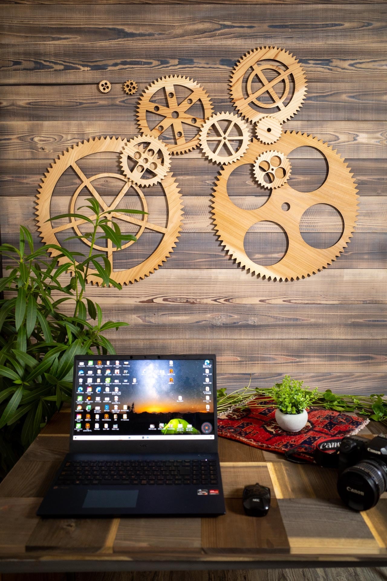 ウォールデコ 歯車セット・LARGEナチュラル | KIZAIKU C＋おしゃれな木