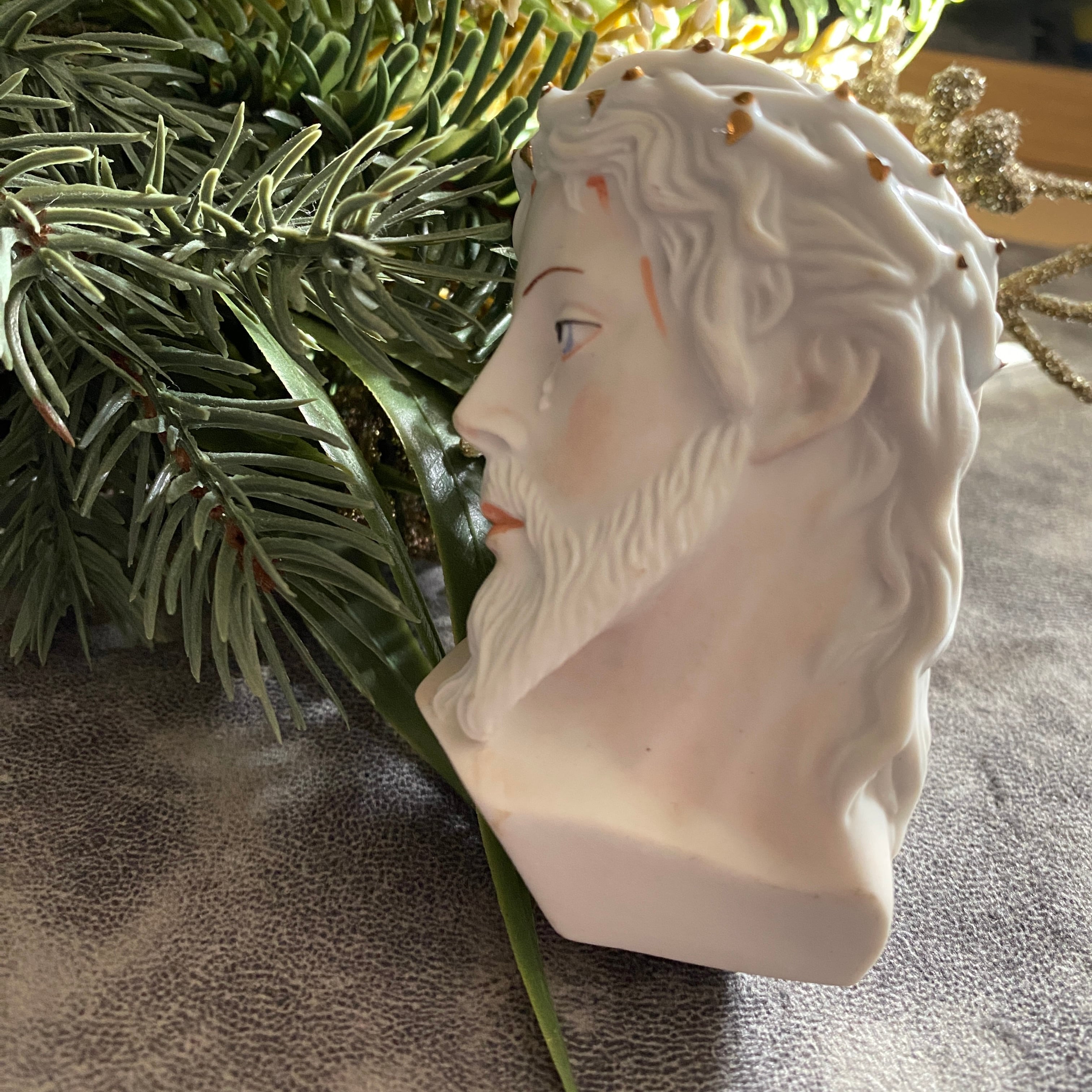 希少《Porcelanas JOPAF》金彩の茨冠✴︎キリストの御顔像 | Antique