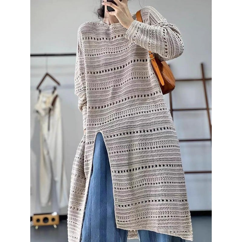 透かし編みスリットニットワンピ（3色）10375 | さらり＊ふわり