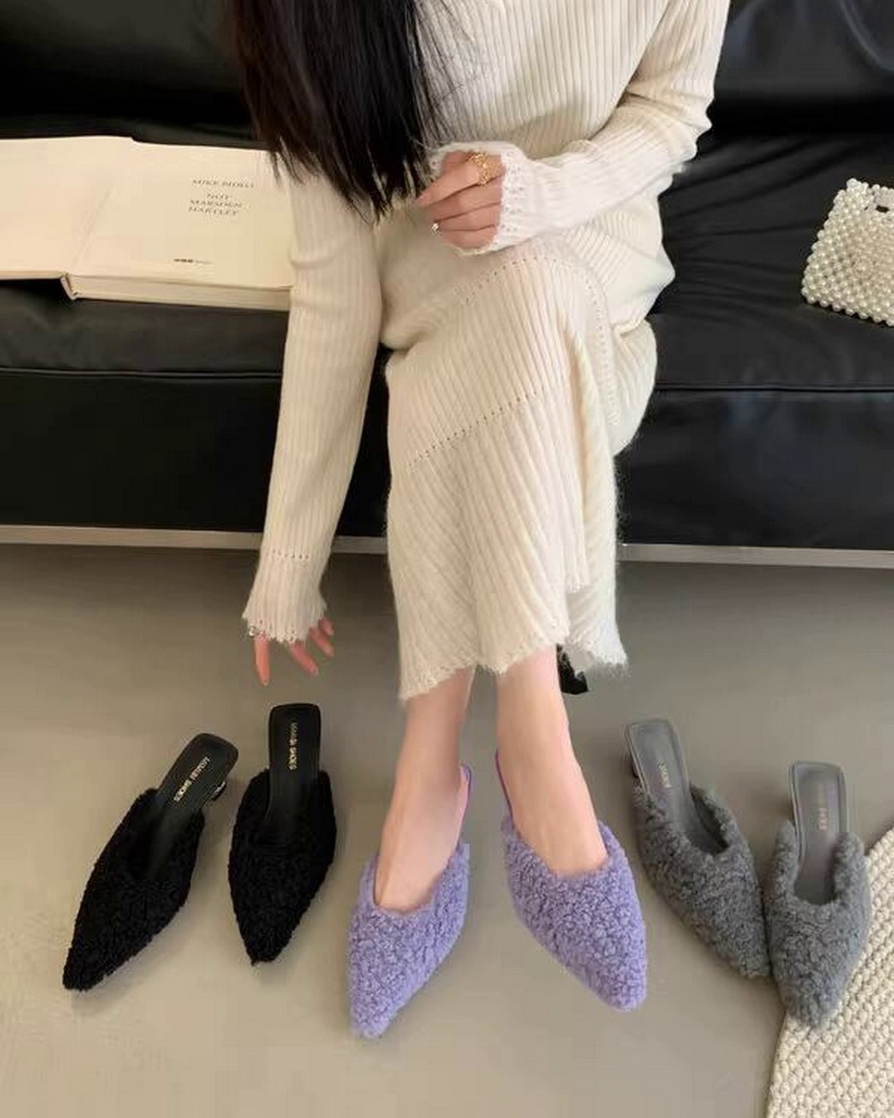 ファーモードスリッパシューズ 3color A0606 - 3