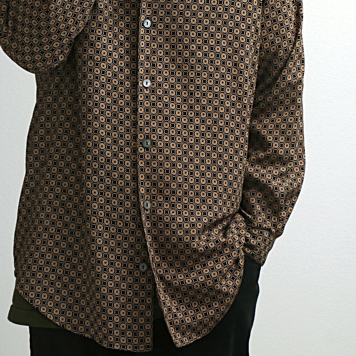 CHARTER CLUB 小紋柄 ポリエステル 開襟 シャツ 古着 used