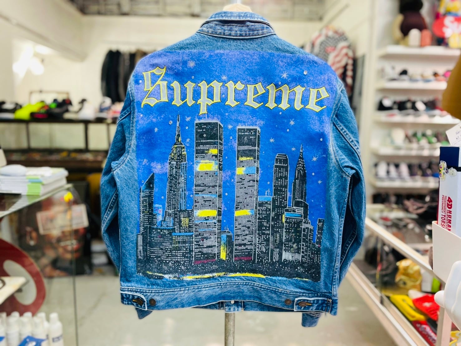 Supreme New York Painted Trucker Jacket Blue