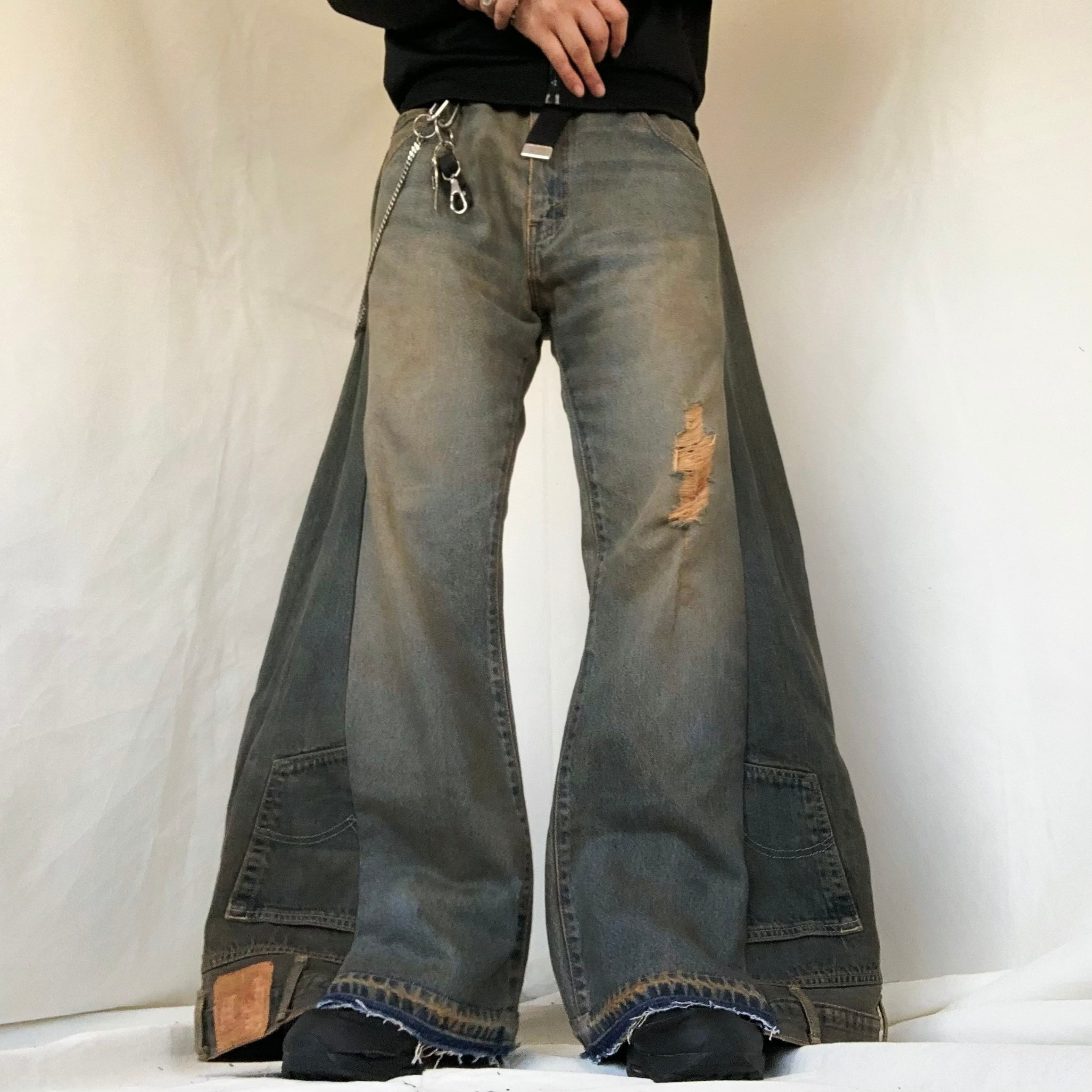 No.308【dirty color/wide】再構築 リメイク フレア デニム | 101NEWYORK