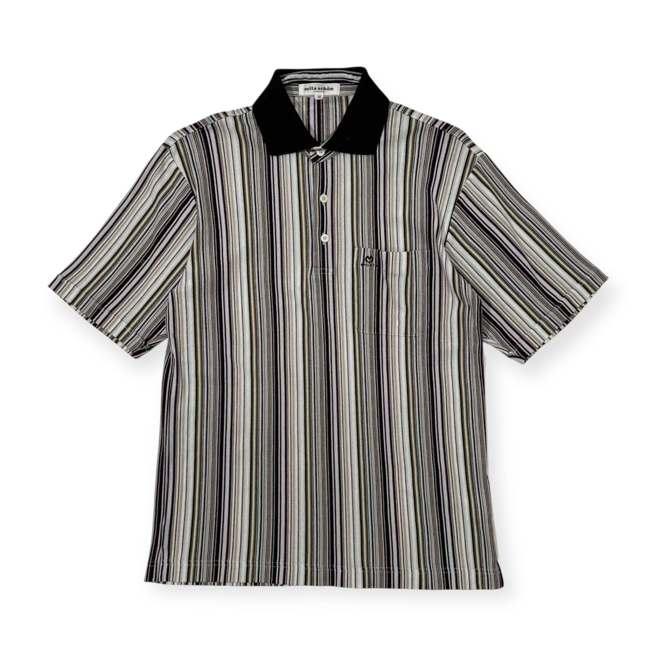 mila schon ミラショーン マルチストライプ柄 半袖 ポロシャツ サイズ M /ゴルフ/スポーツ