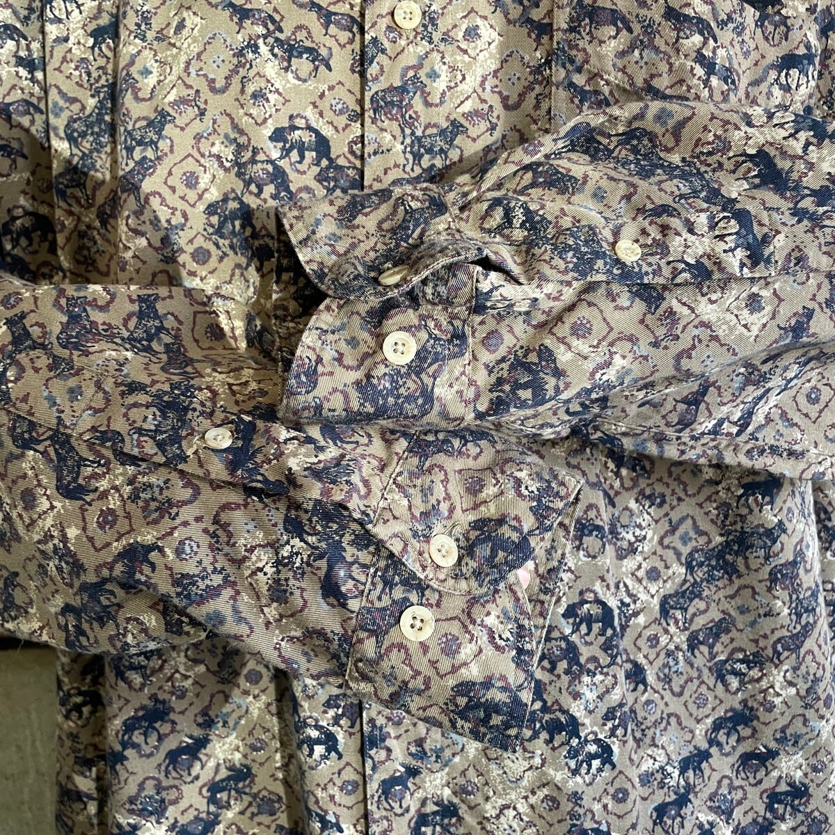 90年代 WOOLRICH ウールリッチ 総柄 アニマル 熊 鹿 オオカミ 長袖