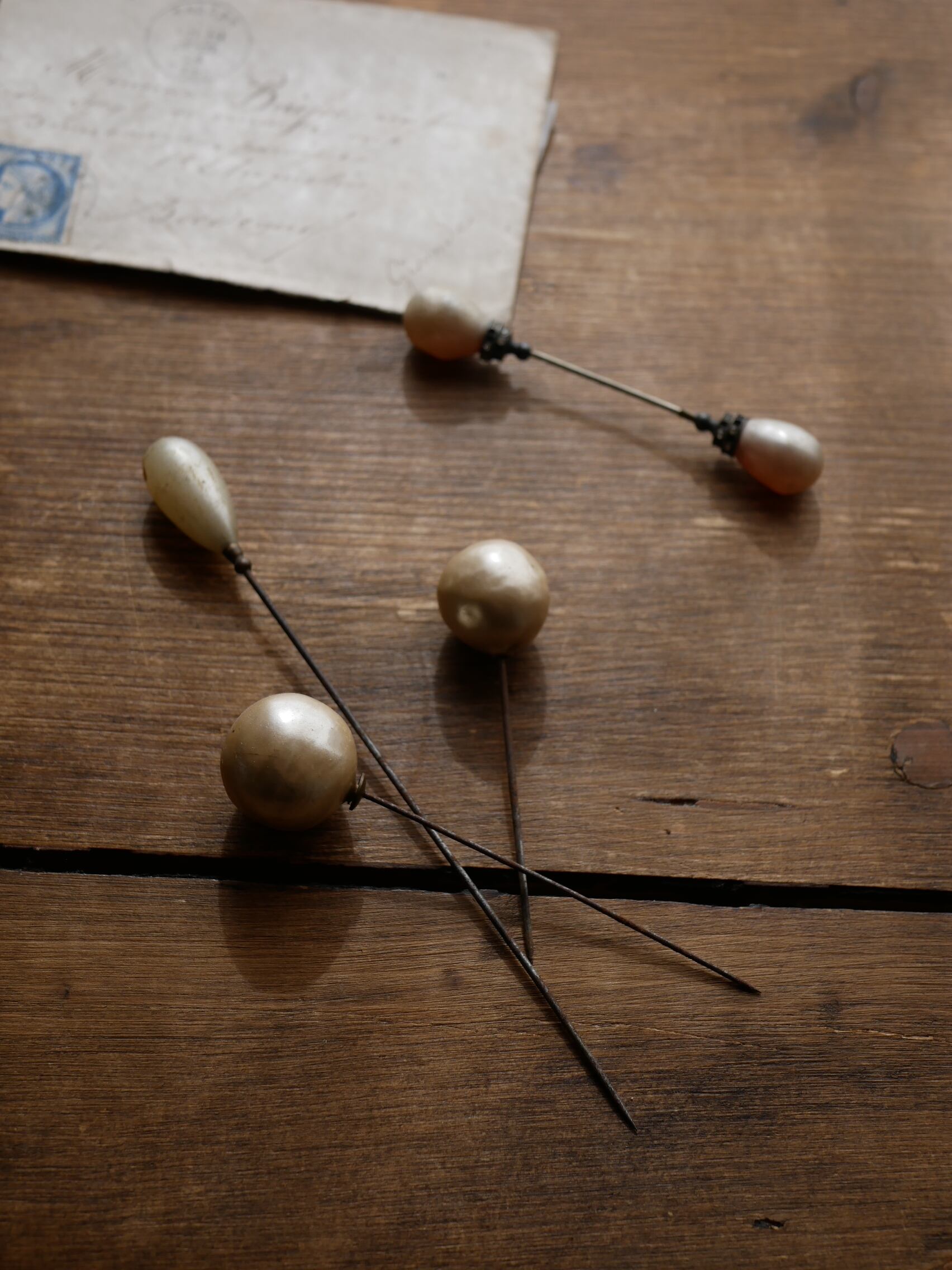 ハットピン 4本 セット フランスアンティーク ブロカントのある暮らし