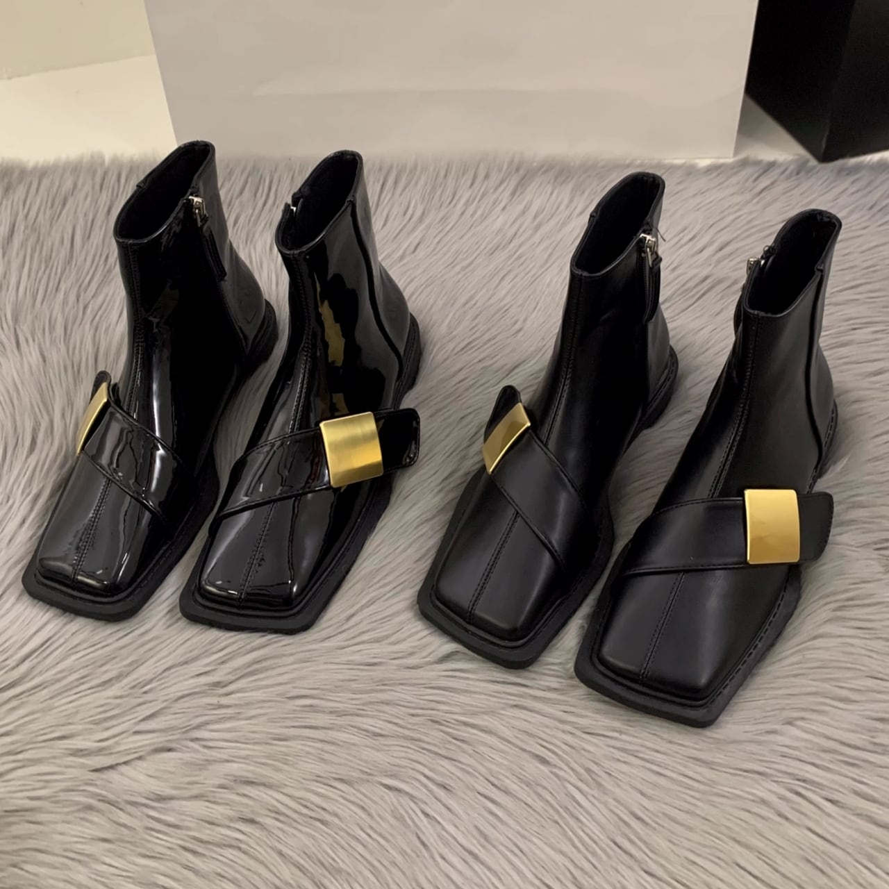 Square Toe Short Boots 00873