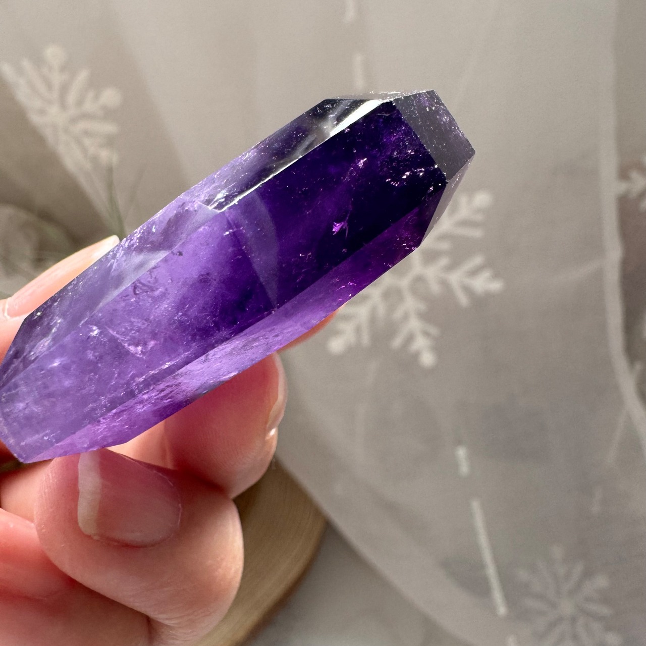 アメジスト＊ハートファセットカット＊231206＊天然石カービング＊天然石インテリア＊置き物＊インテリアストーン