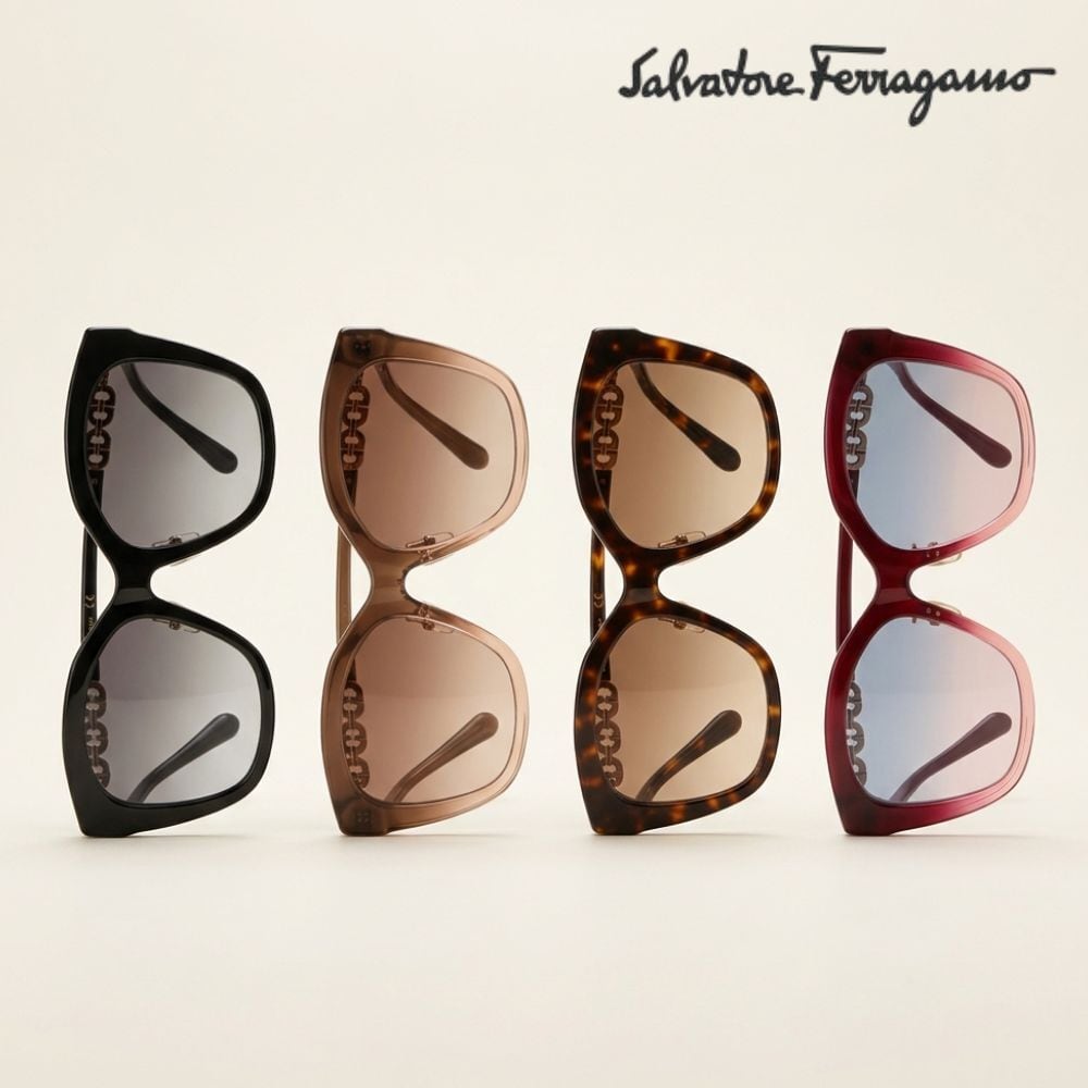 Salvatore Ferragamo サングラス ダブルガンチーニ オーバル ガンチーニのロゴが特徴的な、上品で洗練されたモデル。Salvatore
