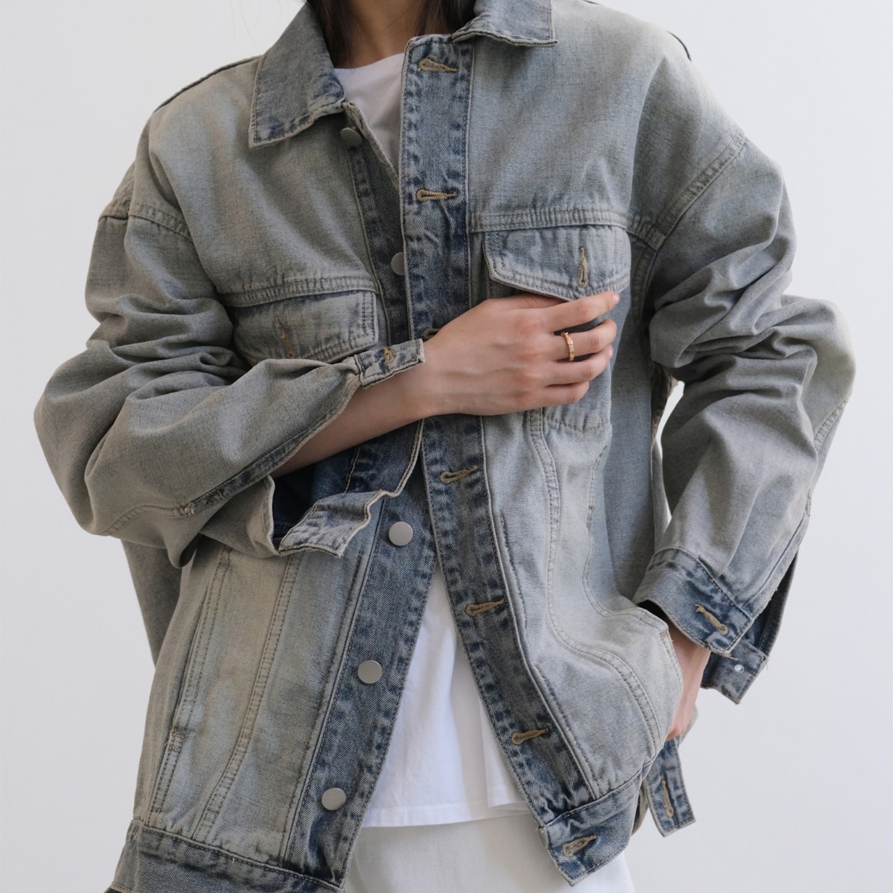 reversible Oversized Denim Jacket T3603
