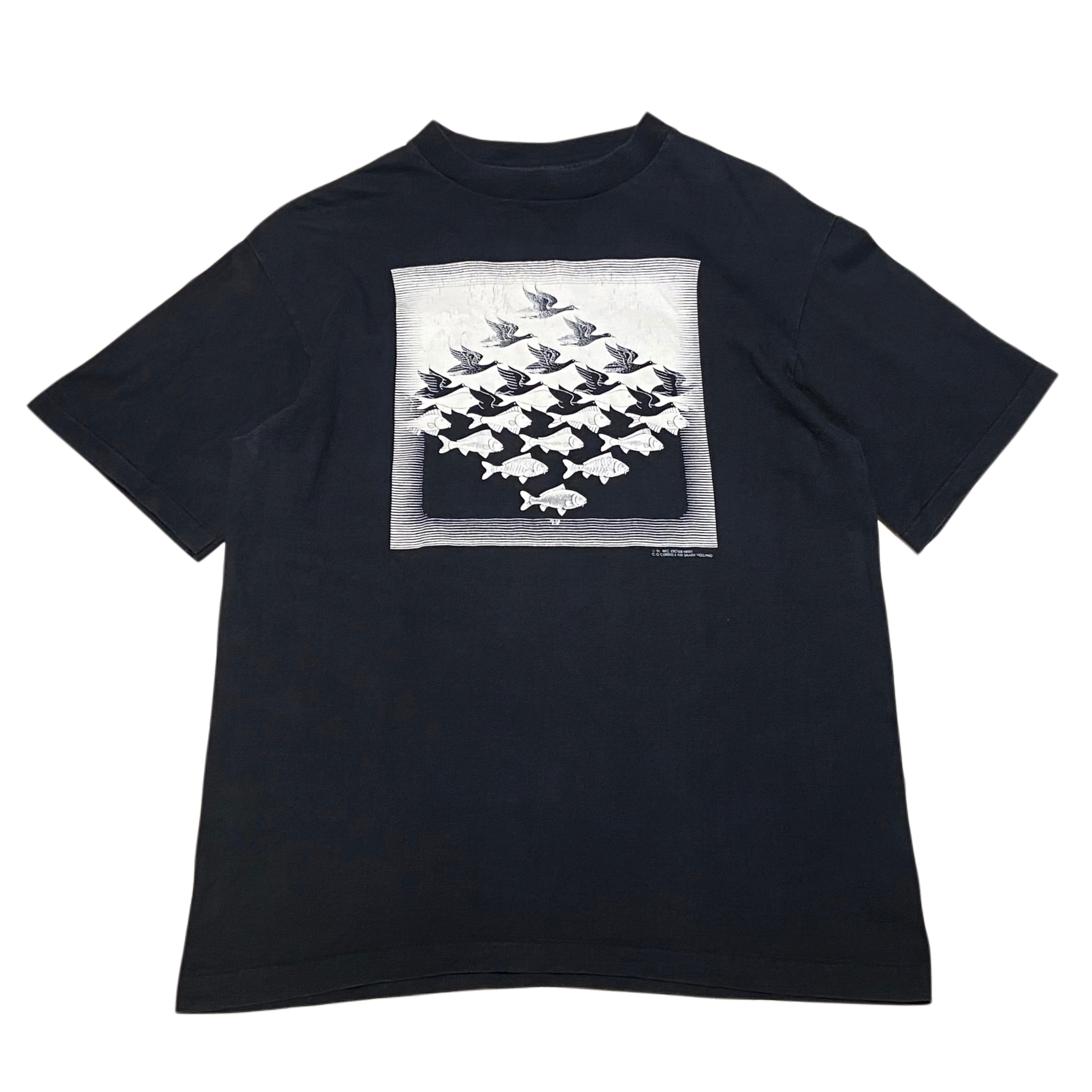 90s 1991 M.C. Escher エッシャー 鳥 魚 騙し絵 トリックアート T
