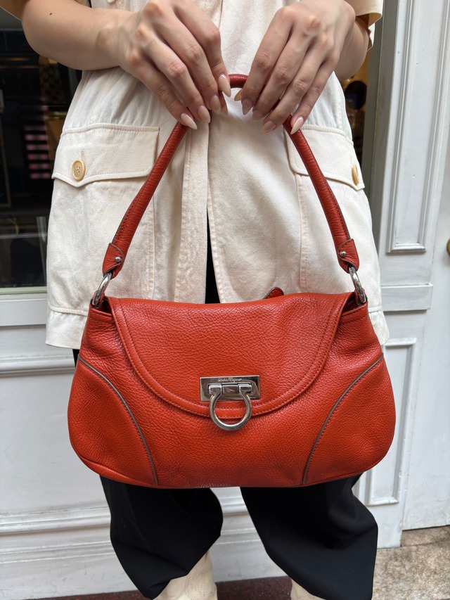 Salvatore Ferragamo / vintage orange "gancini"  shoulder bag.