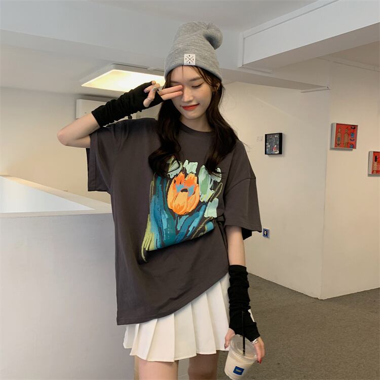 プリントTシャツ 薄手サマールーズトップス 夏物 1号婦人31585999773