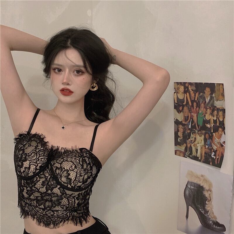 レーススプリングサマーショートブラックシャツ トップス 春物 夏物 ブラックストロベリース91552636206