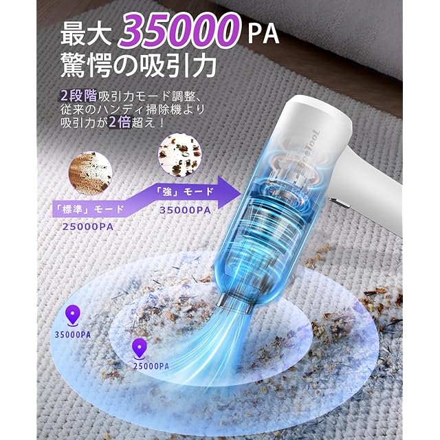 ハンディクリーナー 多機能 【2種吸引モード＆ダストセンサーライト