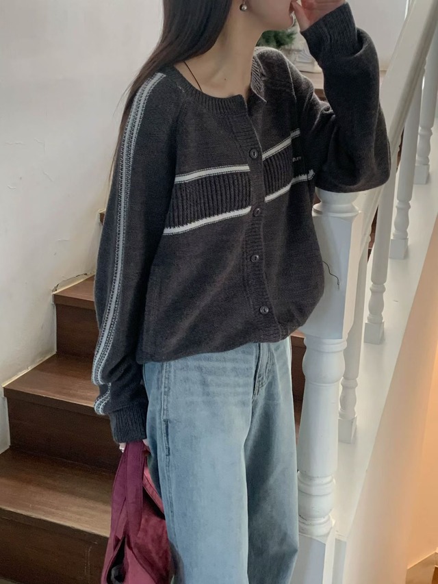 (予約) signature / Gru color blocking cardigan 2color
