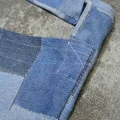 kroneko original denim patch work shoulder bag