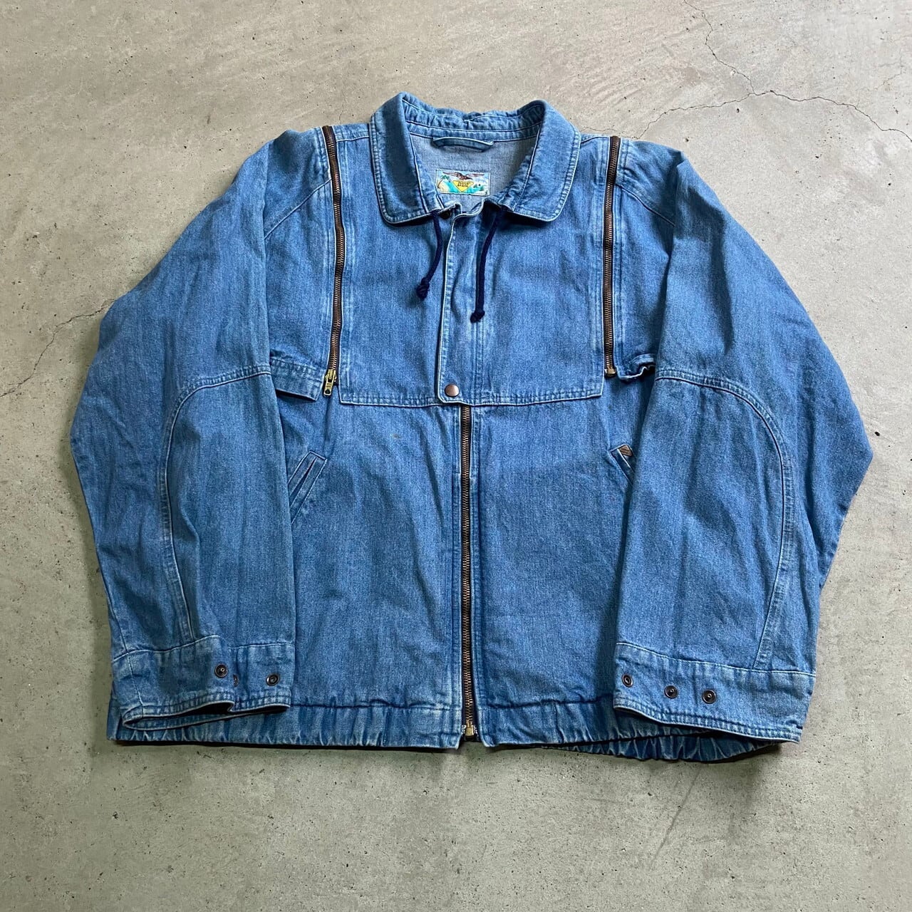 フランス製 80年代 2WAY デニムジャケット ブルゾン ベスト メンズ ... ビンテージ デニムジャケット ダブルポケット フルジップ ファースト レトロ