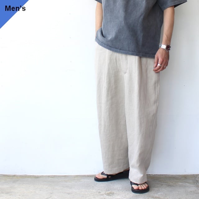 HAVERSACK リネンヘリンボーンワイドトラウザーOld German-herringbone Linen Twill Wide Trousers (Ecru)