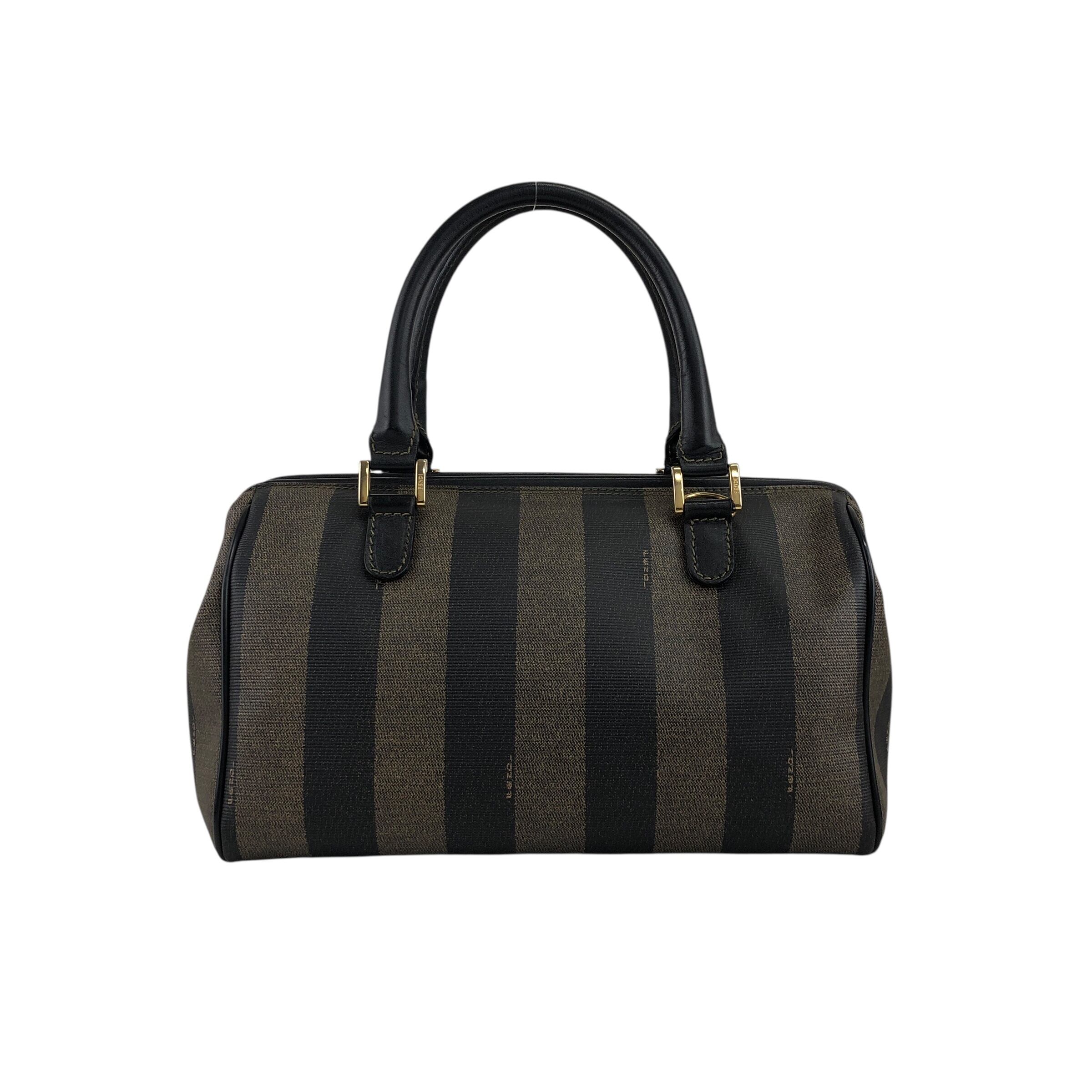 VINTAGE FENDI S.A.S期 ミニボストンレザー イントレ 黒 FENDI フェンディ ショルダーバッグ ブラック ロゴ ミニボストン PVC
