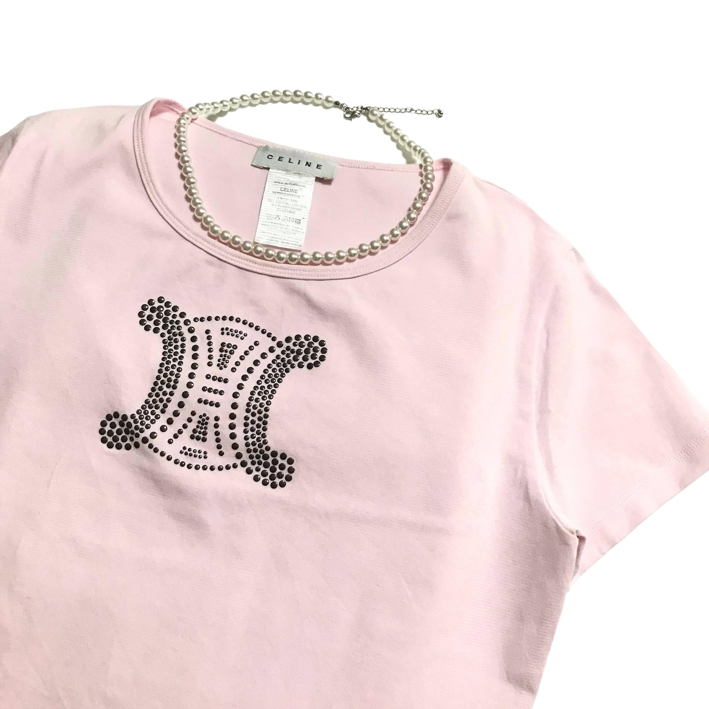 ○200031 celine tops セリーヌ トップス tシャツ 半袖 ピンク 春服