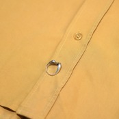 drape silhouette polynosic button down shirt mustard