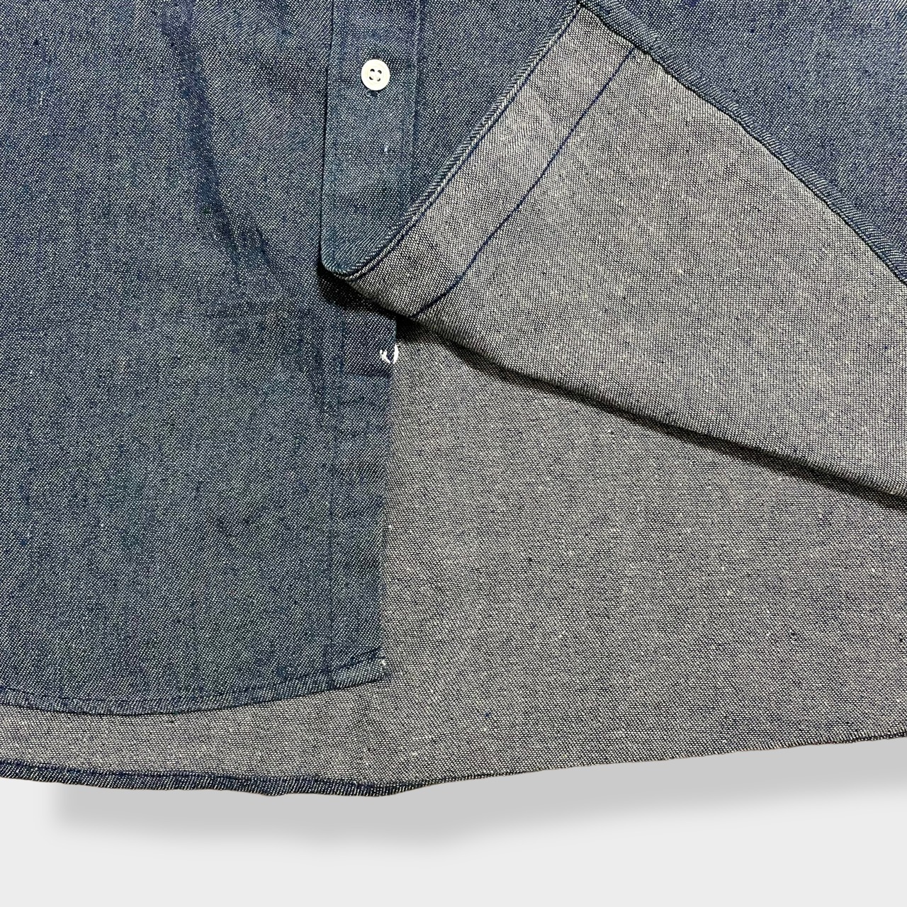 【PALMS】デニムシャツ 刺繍ロゴ ネイビー ボタンダウン カジュアルシャツ 長袖シャツ M US古着