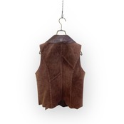 brown color tailored pigskin vest-3711-10