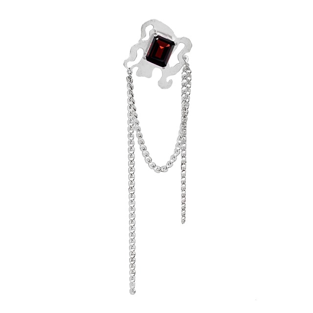 [P014-G]Silver 925 Totemic frame earring(Garnet)
