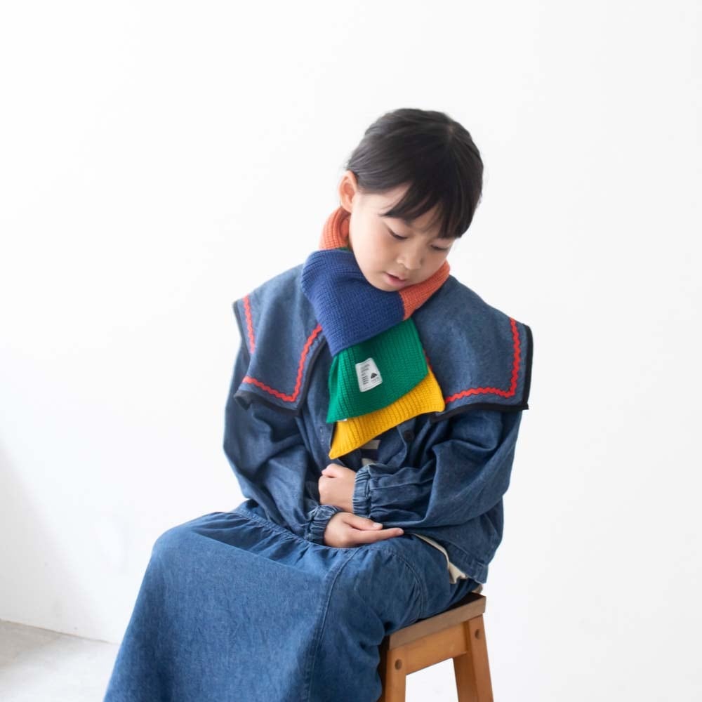 ニットマフラー【マルチグリーン】ブランド 子供 帽子 男の子 女の子
