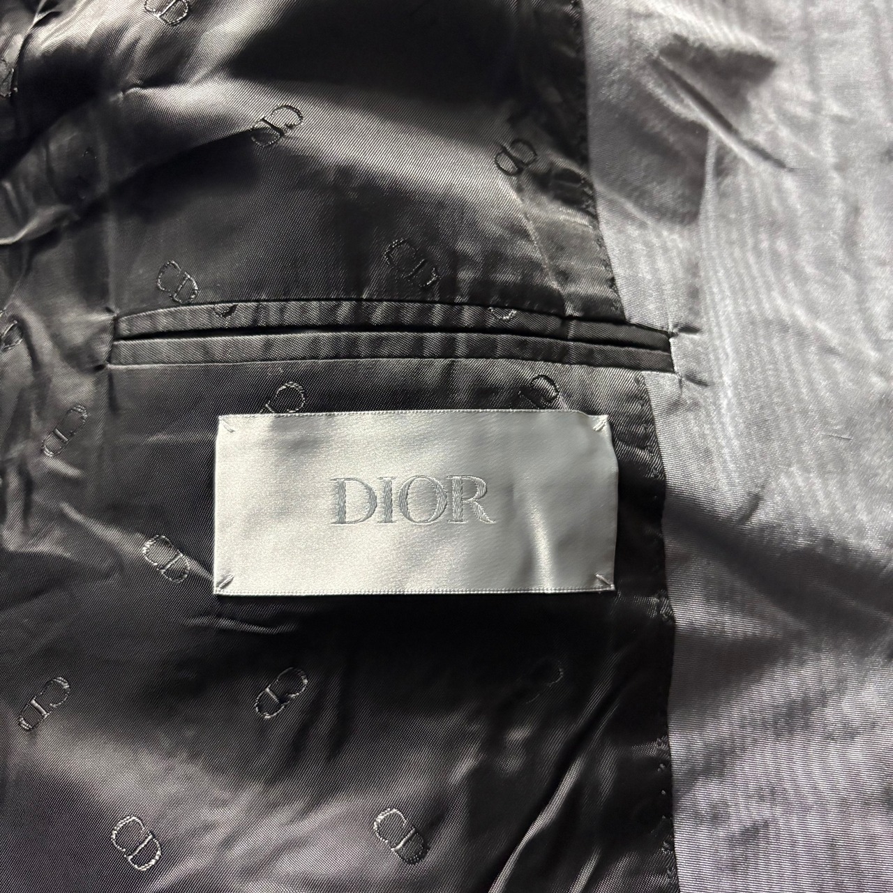 DIOR MEN silk shantung A-line long coat