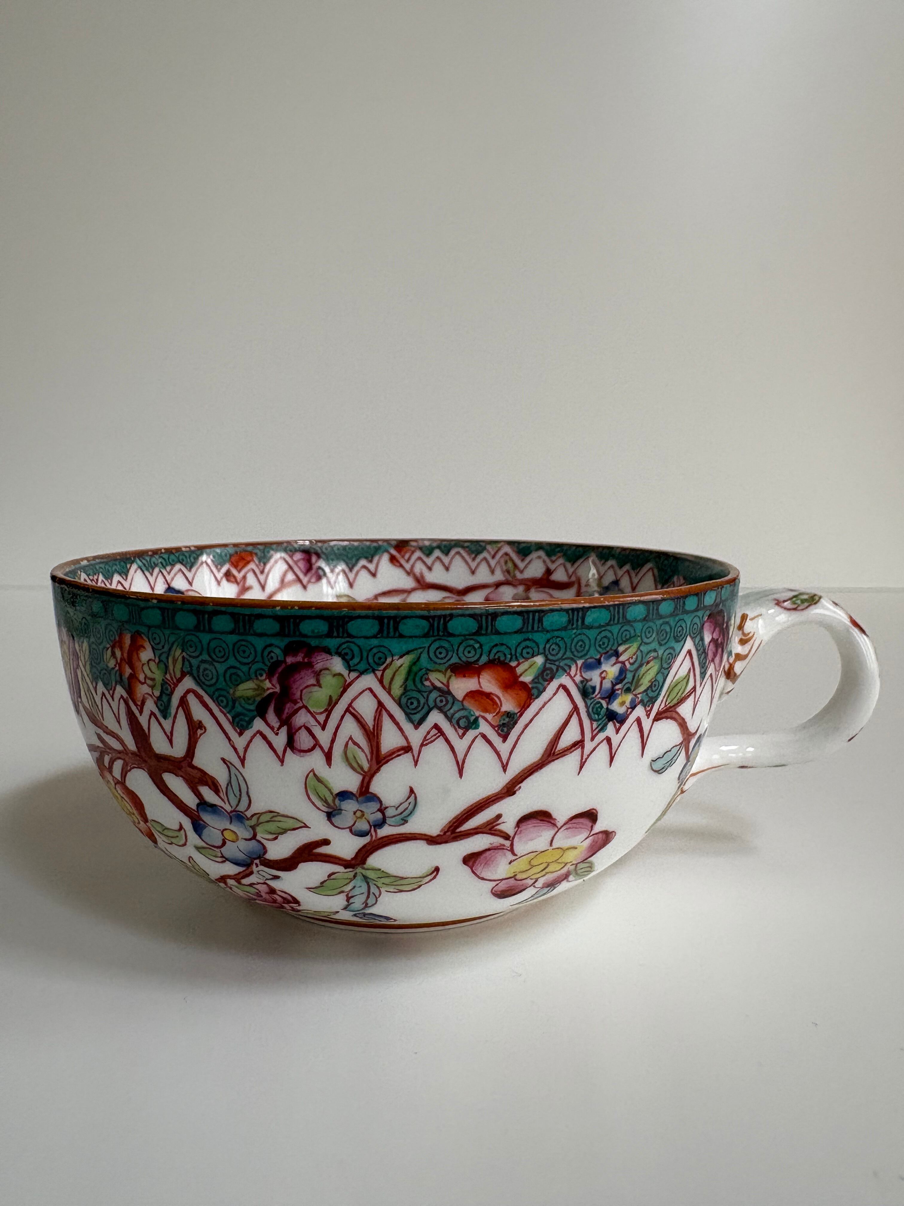サルグミンヌ MINTON No.218 ティーカップ＆ソーサー（深い翡翠色の花