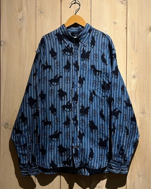 【a.k.a.C.a.k.a vintage】"CASTELBAJAC" Horse Pattern Euro Vintage Loose L/S Stripe Shirt