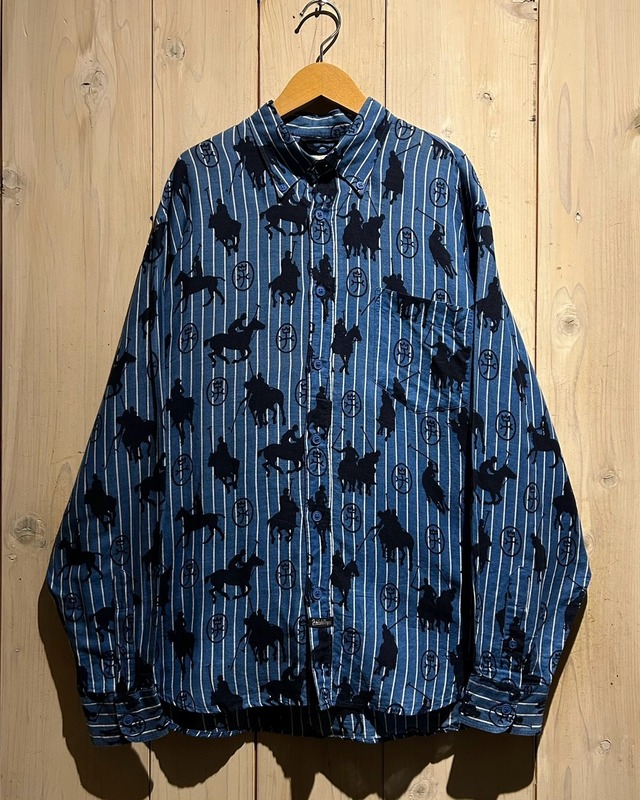 【a.k.a.C.a.k.a vintage】"CASTELBAJAC" Horse Pattern Euro Vintage Loose L/S Stripe Shirt