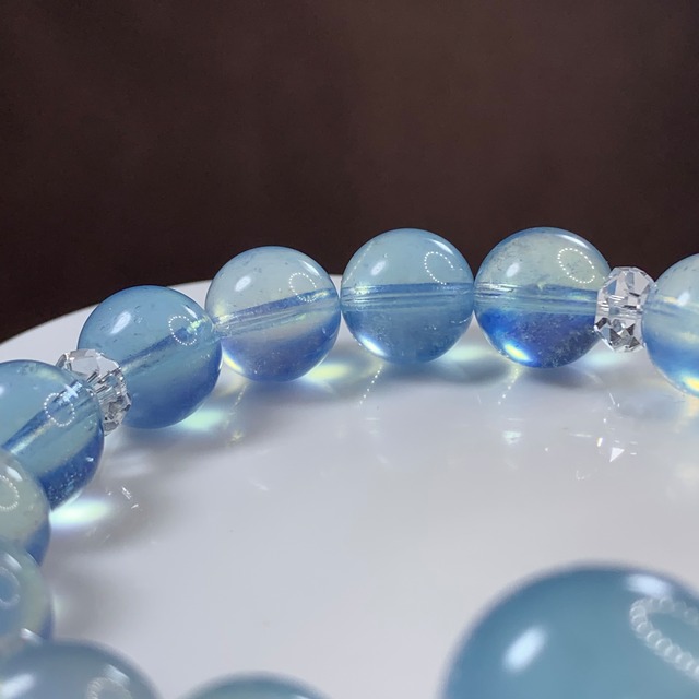 透明度高☆大玉アクアマリン・デザインブレスレット