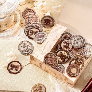 ステッカー　シール　エンボス加工　紙　シーリングスタンプ　植物　鳥　蝶　熊 10種 20枚入り AA10　プレゼント 海外 コラージュ ヴィンテージ 素材 ほぼ日