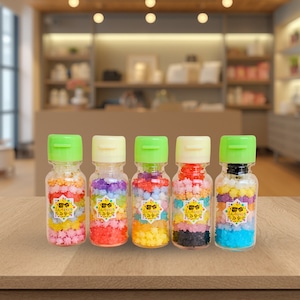 ☆プラスチック容器☆幸せの虹色金平糖 ミニ丸ボトル(Konpeitou Mini Round Bottle)