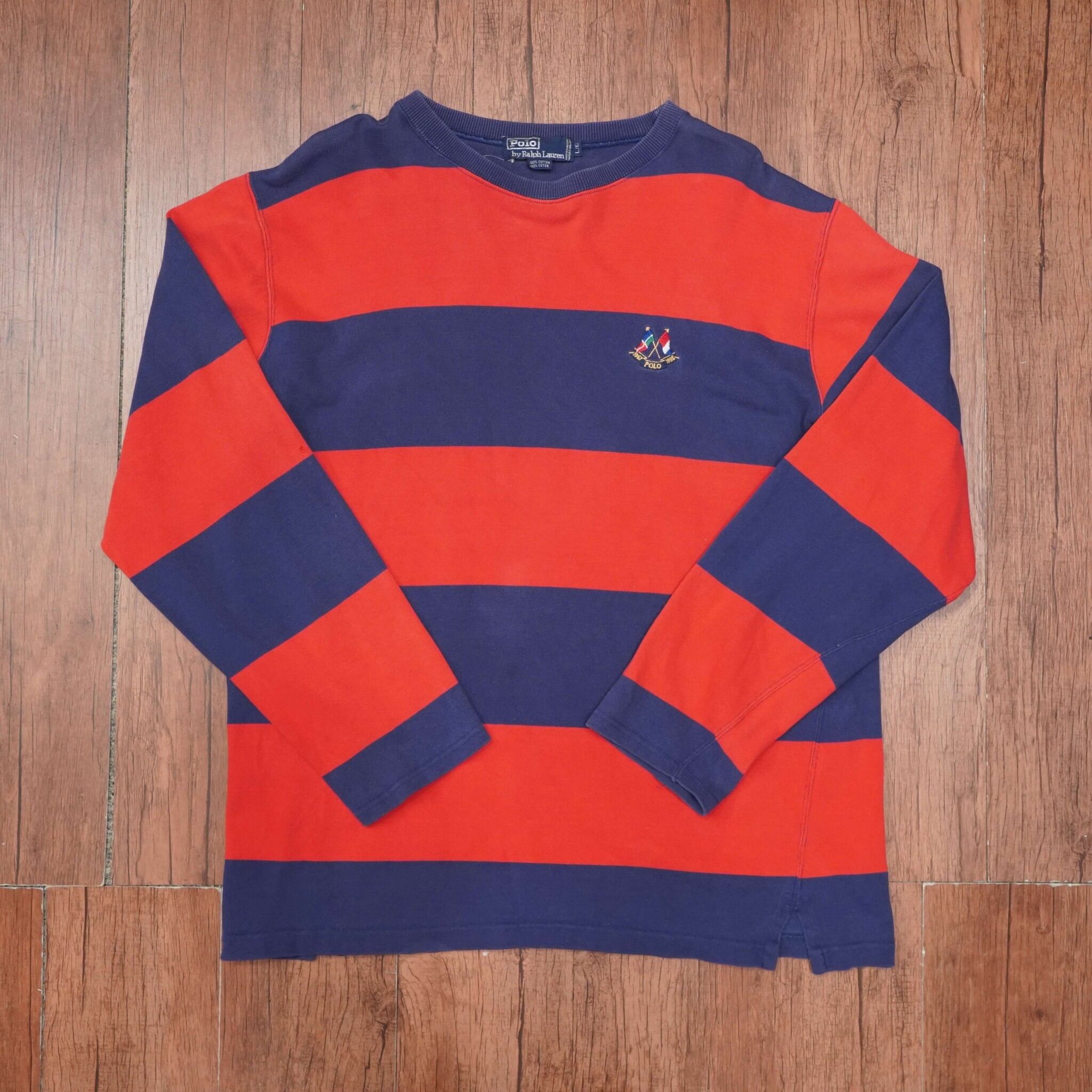 80年代 Ralph Lauren クロスフラッグスウェット コットンアクリル